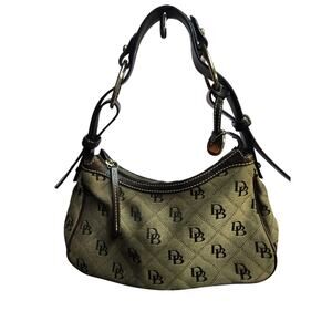 Dooney & Bourke Leather Trim Brown Monogram Canvas Hobo